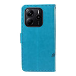 For Xiaomi Redmi Note 14 4G (163.25mm) PU Leather Cases Flower Pattern Wallet Stand Phone Cover with Strap