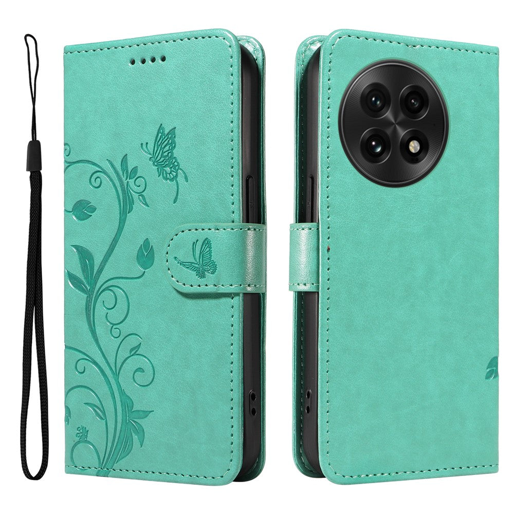 For OnePlus 13 PU Leather Cases Flower Pattern Wallet Stand Phone Cover with Strap