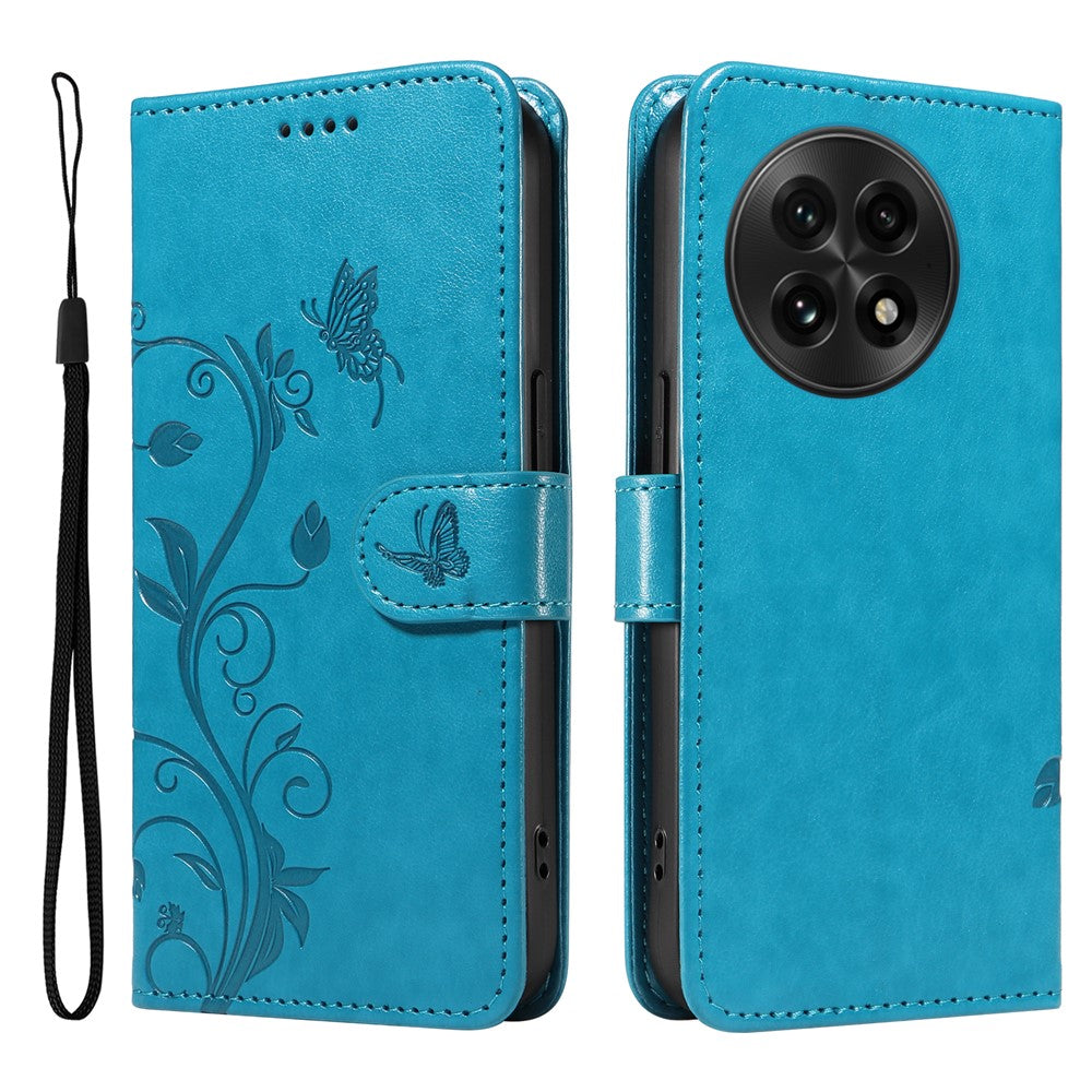 For OnePlus 13 PU Leather Cases Flower Pattern Wallet Stand Phone Cover with Strap