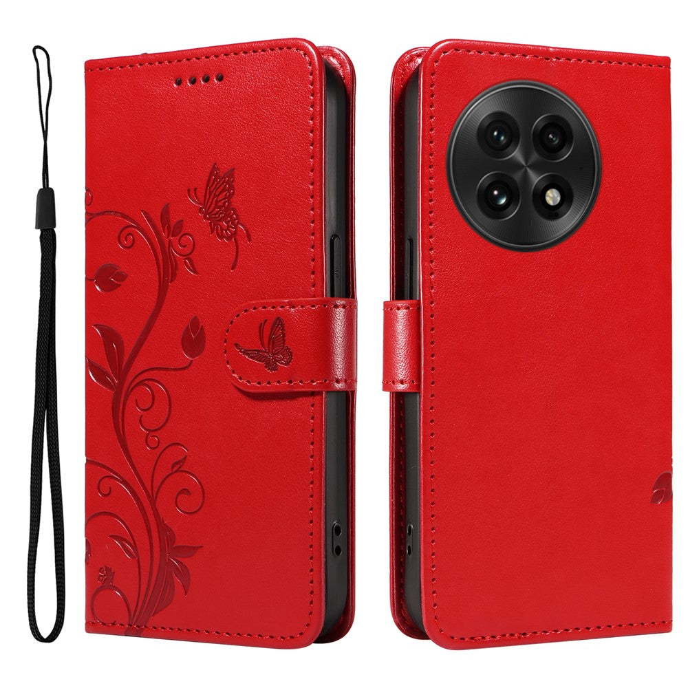 For OnePlus 13 PU Leather Cases Flower Pattern Wallet Stand Phone Cover with Strap