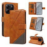 For Xiaomi Redmi Note 14 4G (163.25mm) Leather Case Geometric Line Design Wallet Phone Cover with Wrist Strap