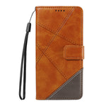 For Xiaomi Redmi Note 14 4G (163.25mm) Leather Case Geometric Line Design Wallet Phone Cover with Wrist Strap