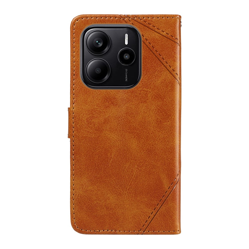 For Xiaomi Redmi Note 14 4G (163.25mm) Leather Case Geometric Line Design Wallet Phone Cover with Wrist Strap