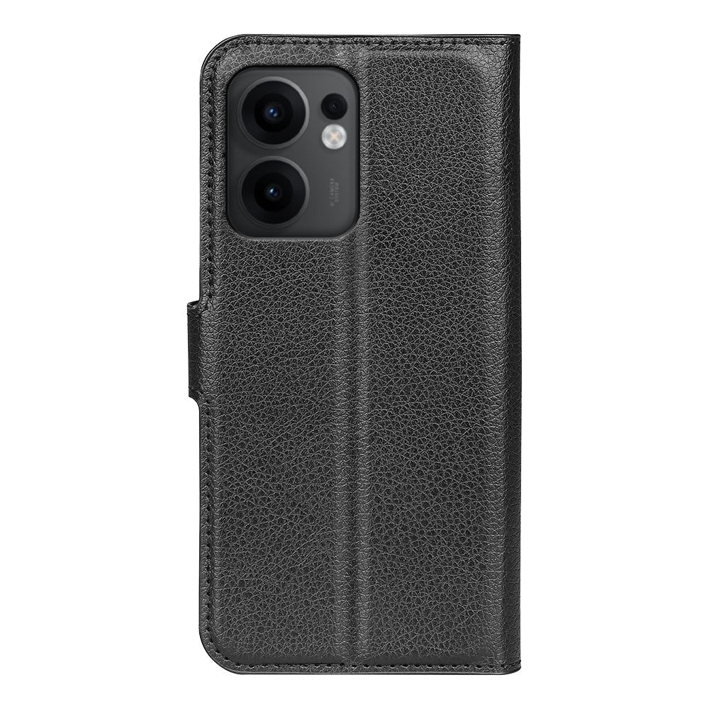 Oppo Reno13 F 5G (Reno 13 FS 5G) / 4G-skal, stötsäkert läderplånboksfodral i litchitextur
