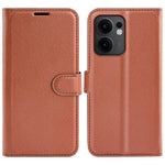Oppo Reno13 F 5G (Reno 13 FS 5G) / 4G-skal, stötsäkert läderplånboksfodral i litchitextur