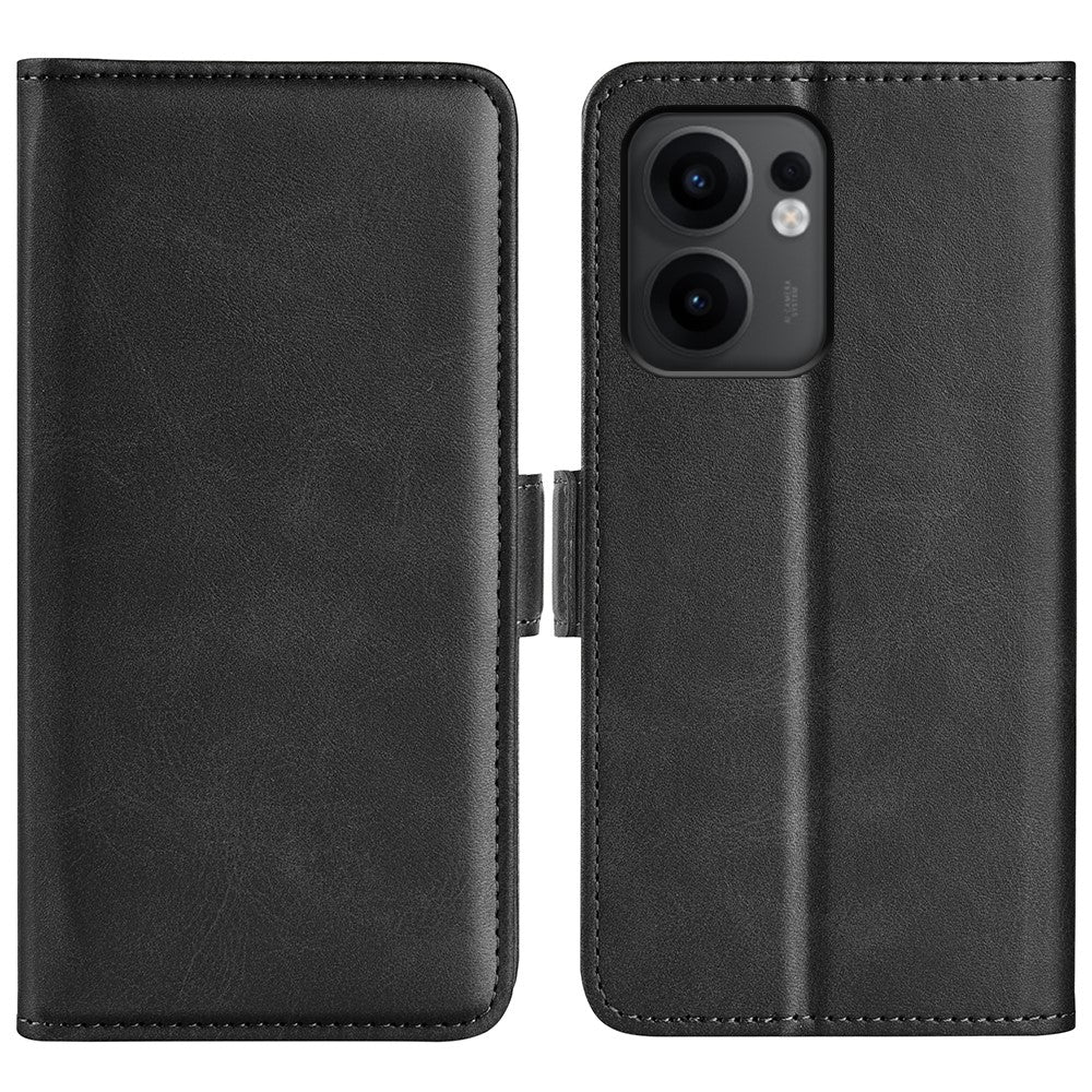 Oppo Reno13 F 5G (Reno 13 FS 5G) / 4G-stativetui med kalveskindsstruktur, læder, pungcover