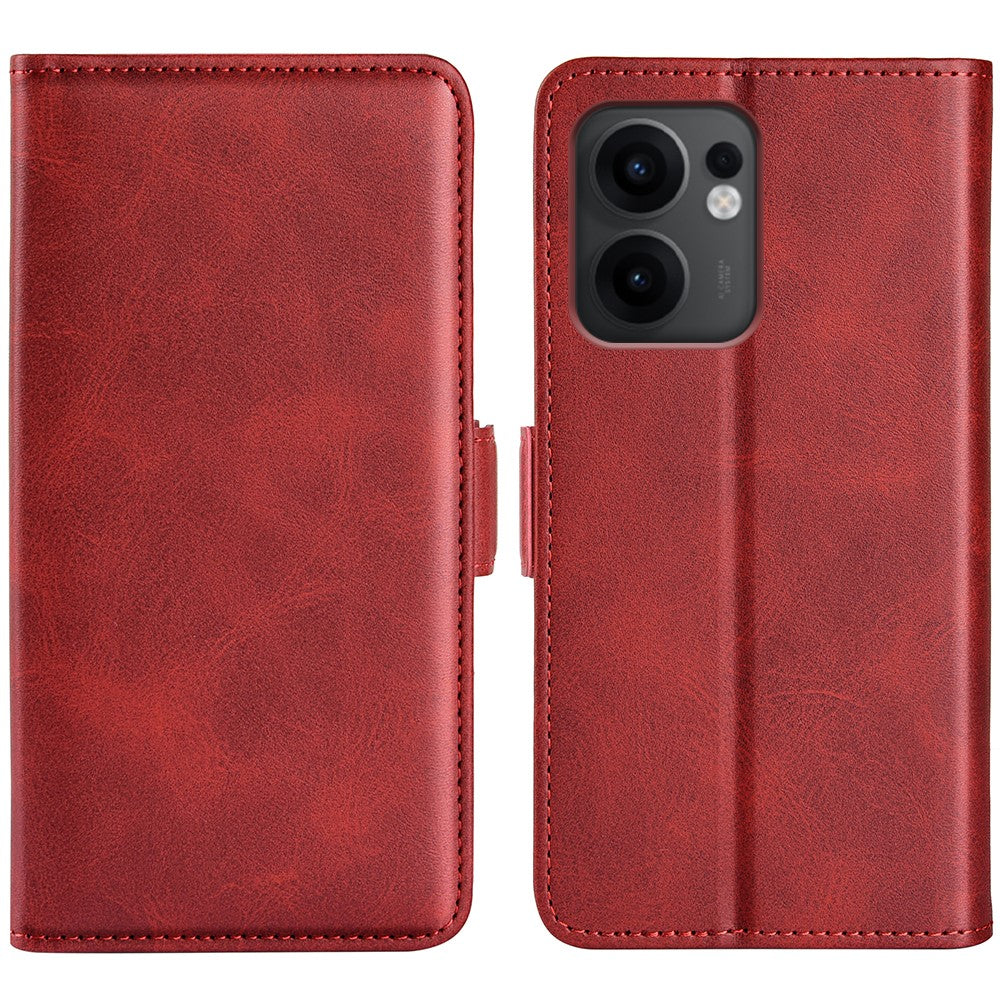 Oppo Reno13 F 5G (Reno 13 FS 5G) / 4G-stativetui med kalveskindsstruktur, læder, pungcover