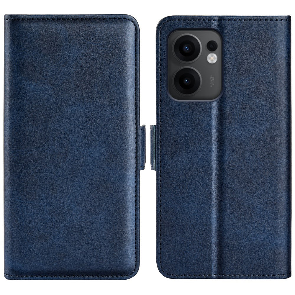 Oppo Reno13 F 5G (Reno 13 FS 5G) / 4G-stativetui med kalveskindsstruktur, læder, pungcover
