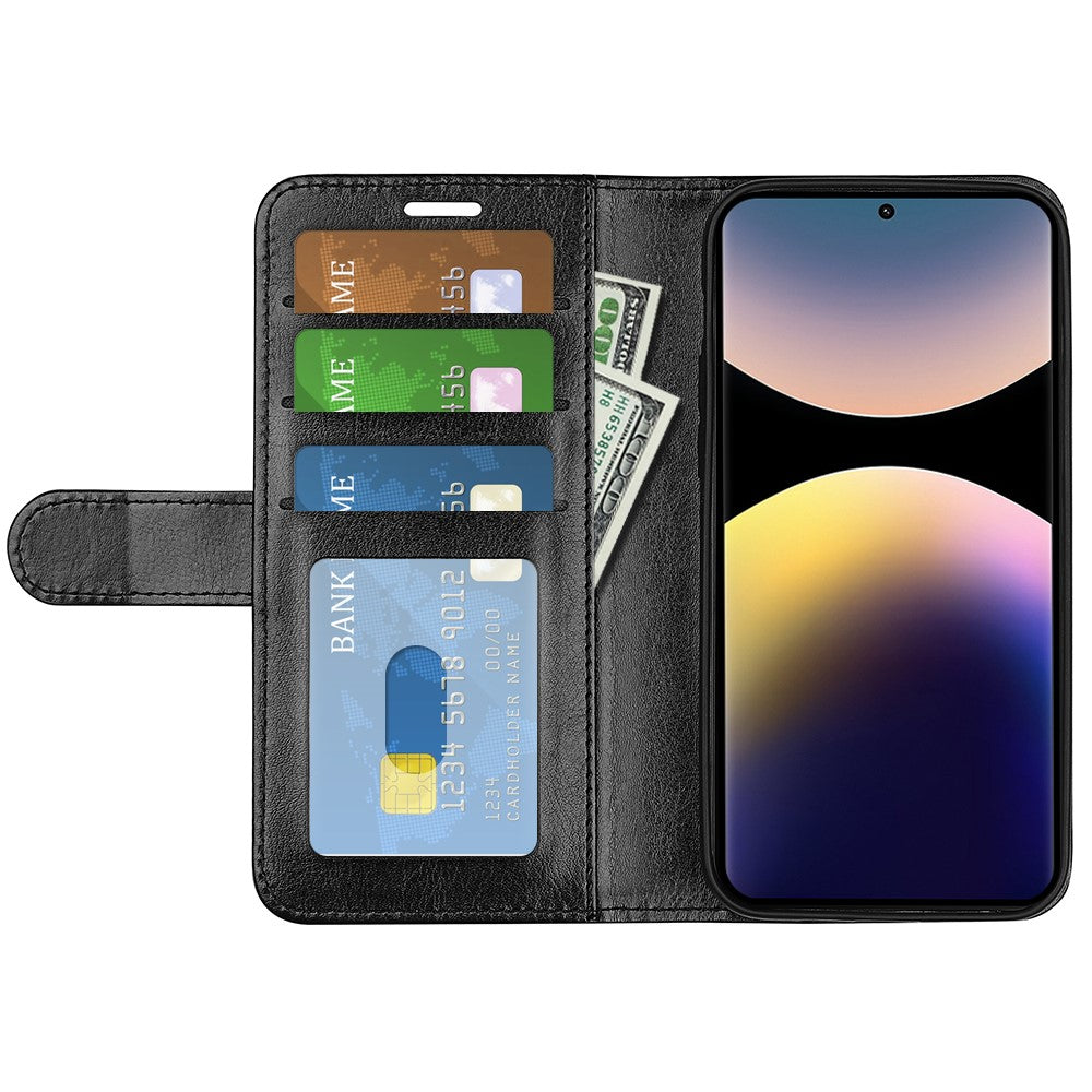 For Xiaomi Redmi Note 14 Pro 4G Wallet Case Crazy Horse Texture Stand Leather Phone Cover