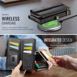 CASEME C39 Series For Samsung Galaxy S25 Ultra Case RFID Blocking 9 Card Slots Zipper Wallet Stand Leather Cover with Strap