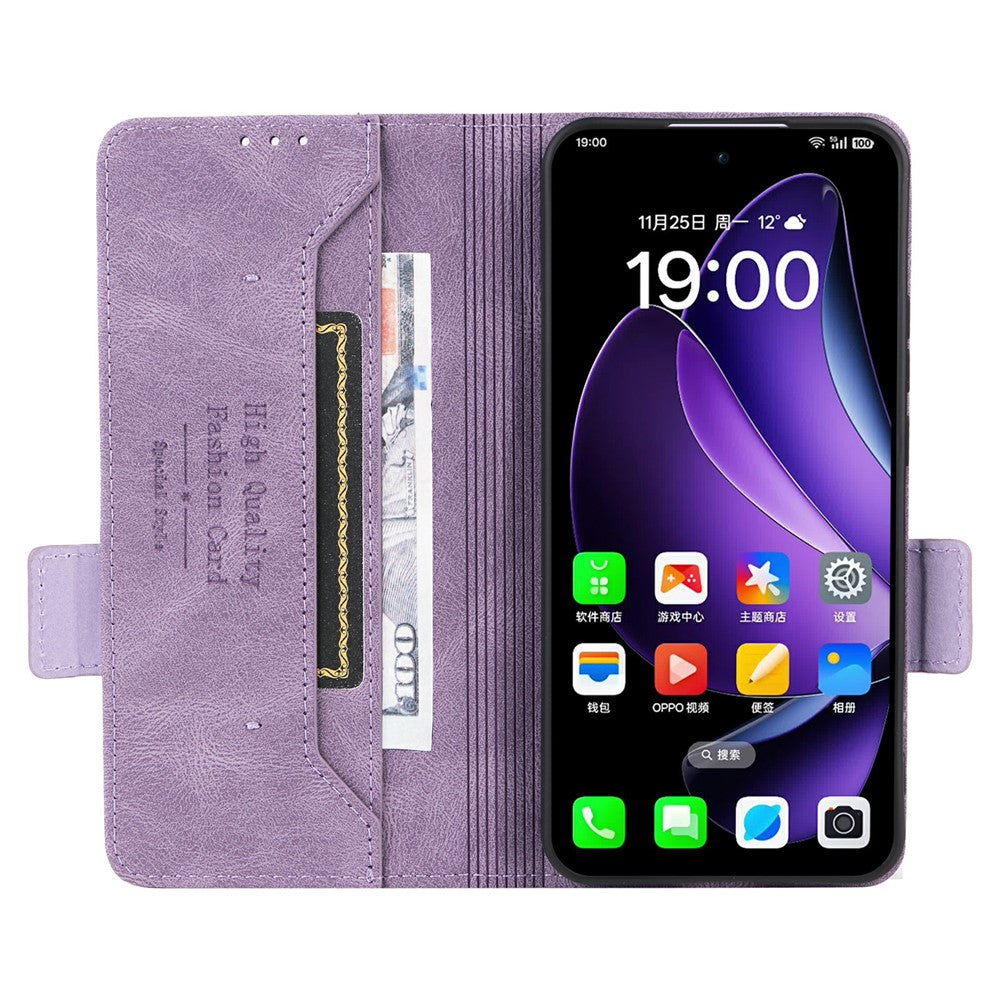 For Oppo Reno13 Pro 5G Case Leather Wallet Flip Phone Cover with Hardware Decor