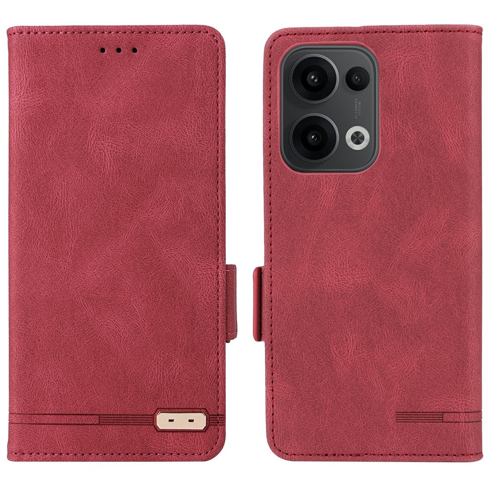 For Oppo Reno13 Pro 5G Case Leather Wallet Flip Phone Cover with Hardware Decor
