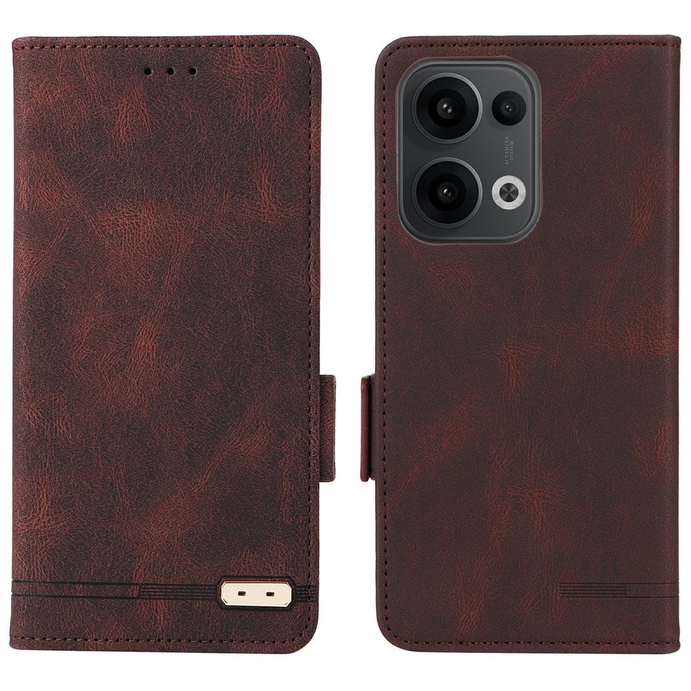 For Oppo Reno13 Pro 5G Case Leather Wallet Flip Phone Cover with Hardware Decor
