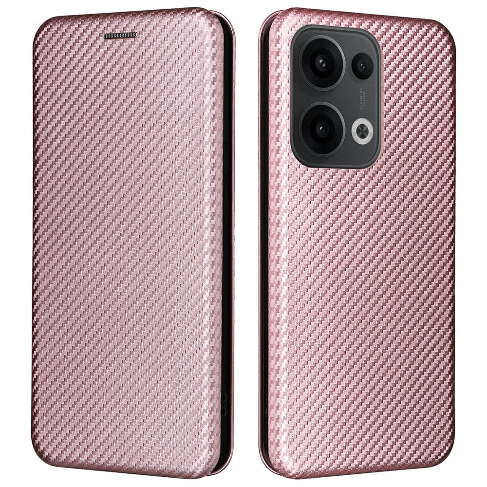 For Oppo Reno13 5G (Global) Case Carbon Fiber Texture Drop-Proof PU Leather Phone Cover