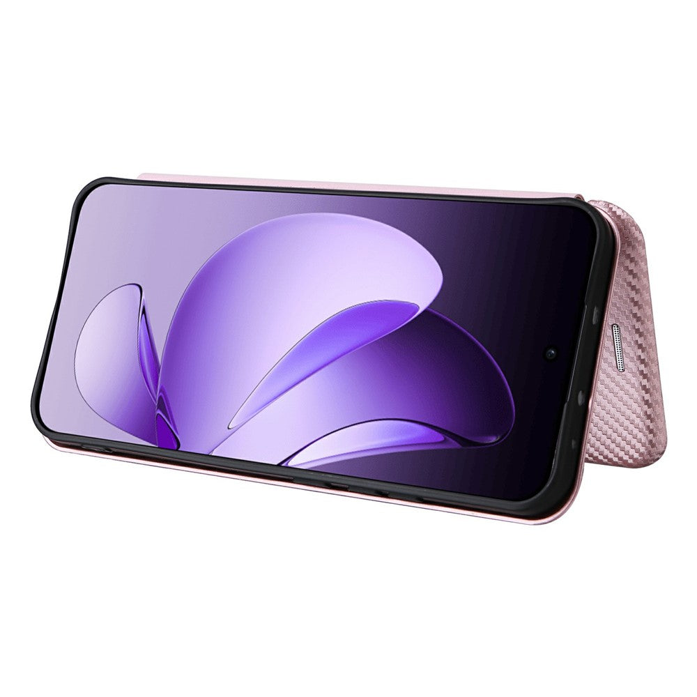 For Oppo Reno13 5G (Global) Case Carbon Fiber Texture Drop-Proof PU Leather Phone Cover
