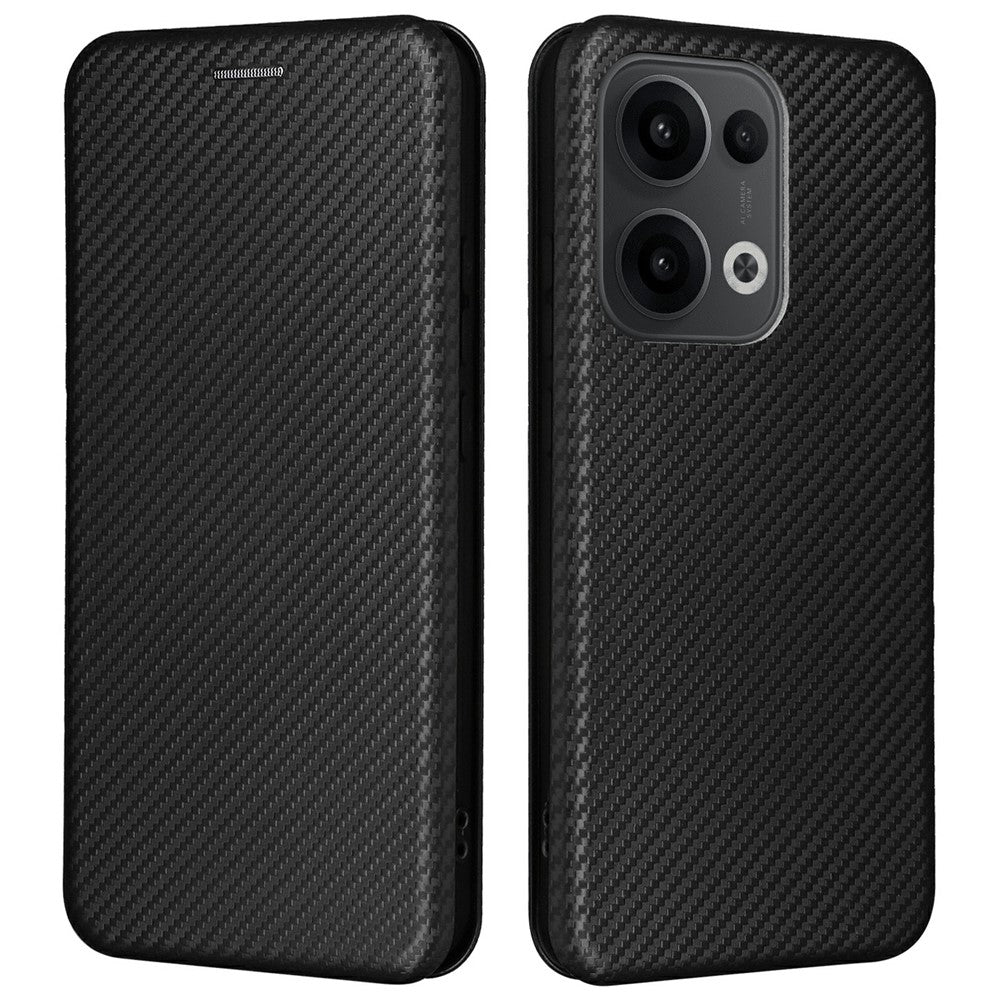 For Oppo Reno13 5G (Global) Case Carbon Fiber Texture Drop-Proof PU Leather Phone Cover