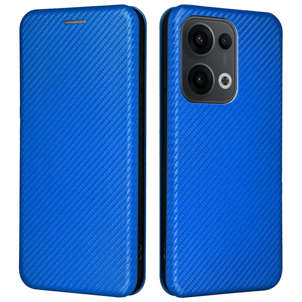 For Oppo Reno13 5G (Global) Case Carbon Fiber Texture Drop-Proof PU Leather Phone Cover