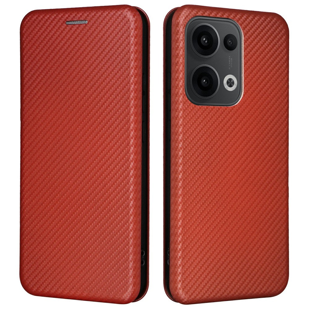 For Oppo Reno13 5G (Global) Case Carbon Fiber Texture Drop-Proof PU Leather Phone Cover