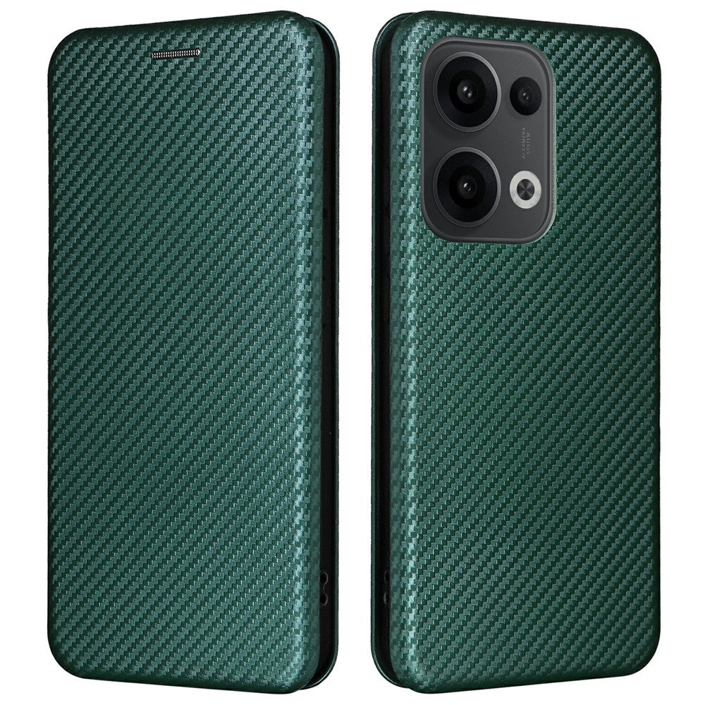 For Oppo Reno13 5G (Global) Case Carbon Fiber Texture Drop-Proof PU Leather Phone Cover