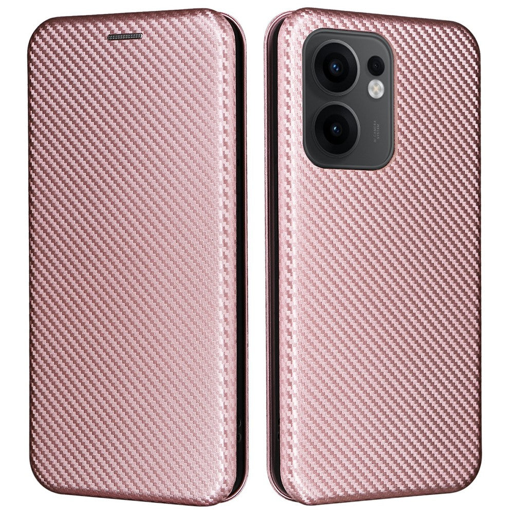 Oppo Reno13 F 5G (Reno 13 FS 5G) / 4G-skal, kolfiberstruktur, fallsäkert PU-läder, mobilskal
