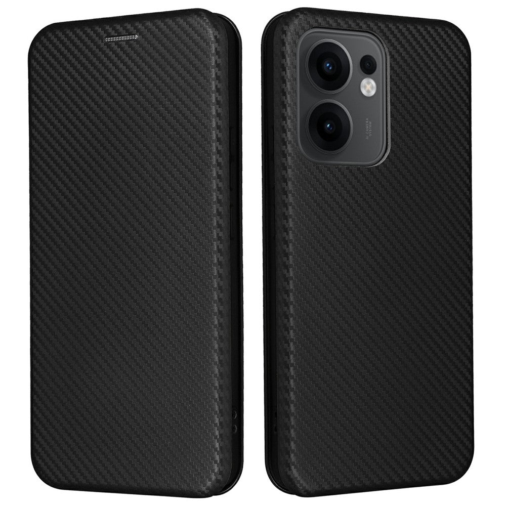 Oppo Reno13 F 5G (Reno 13 FS 5G) / 4G-skal, kolfiberstruktur, fallsäkert PU-läder, mobilskal