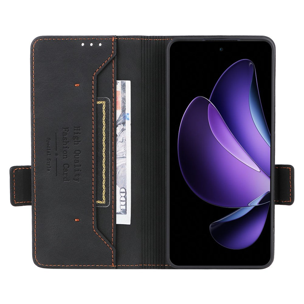 Oppo Reno13 F 5G (Reno 13 FS 5G) / 4G-skal, läderplånbok, fällbart mobilfodral med hårdvarudekor