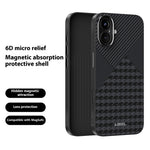 ABEEL For iPhone 16 Case Compatible with MagSafe Micro-Embossing PC TPU Aluminum Alloy Leather Phone Cover