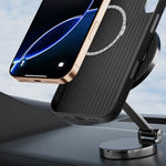 ABEEL For iPhone 16 Case Compatible with MagSafe Micro-Embossing PC TPU Aluminum Alloy Leather Phone Cover