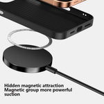 ABEEL For iPhone 16 Case Compatible with MagSafe Micro-Embossing PC TPU Aluminum Alloy Leather Phone Cover