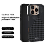 ABEEL For iPhone 16 Pro Case Compatible with MagSafe Micro-Embossing PC TPU Aluminum Alloy Leather Phone Cover