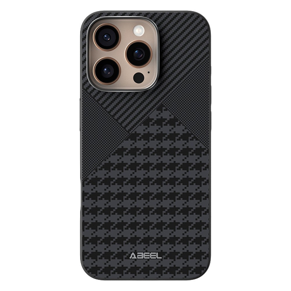 ABEEL til iPhone 16 Pro Max cover kompatibelt med MagSafe mikropræget pc TPU aluminiumslegering læder telefoncover