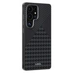 ABEEL For Samsung Galaxy S25 Ultra Magnetic Case Micro-Embossing PC TPU Aluminum Alloy Leather Phone Cover