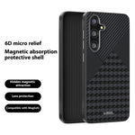 ABEEL For Samsung Galaxy S24 FE Magnetic Case PC TPU Aluminum Alloy PU Phone Back Cover