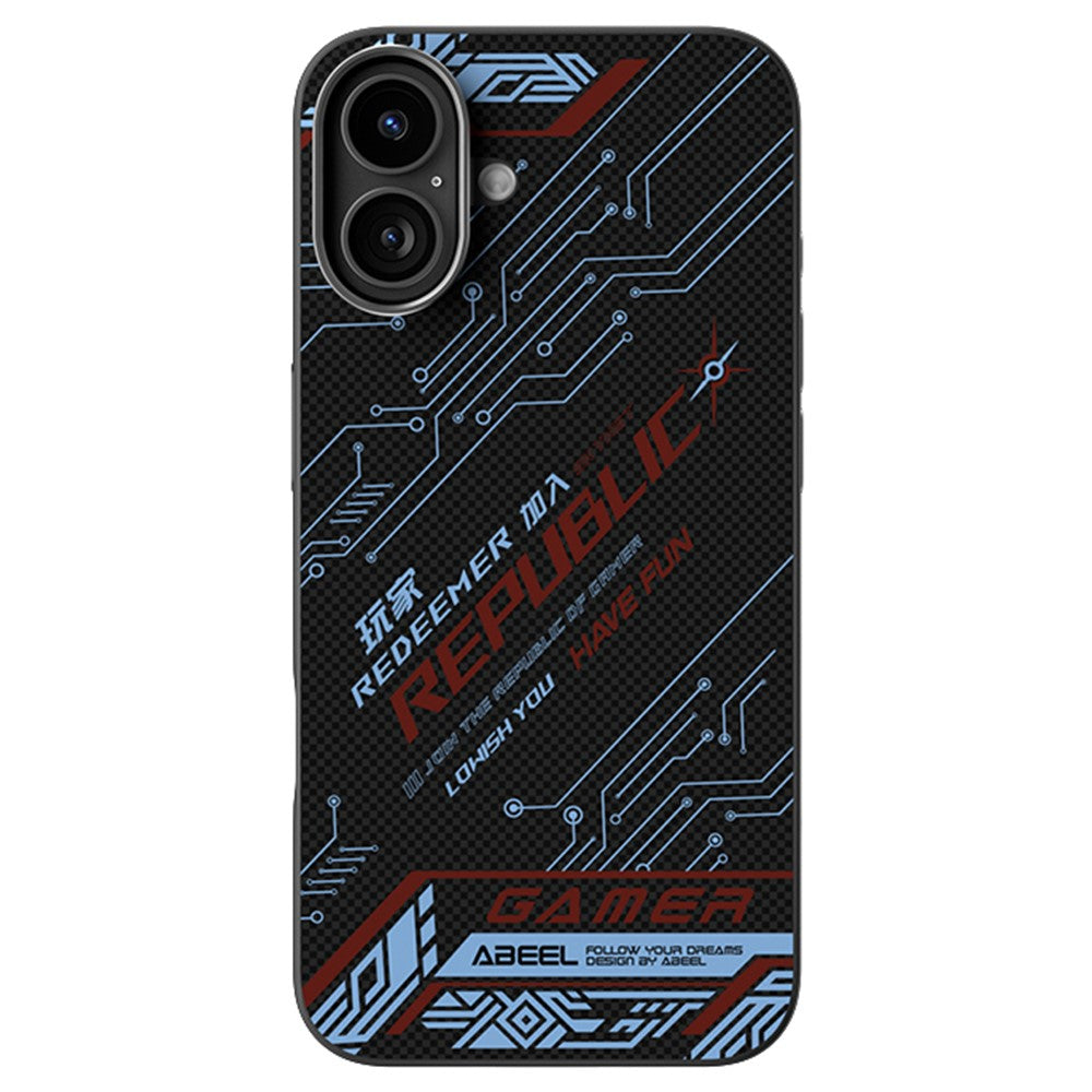 ABEEL For iPhone 16 Case Compatible with MagSafe Micro-Embossing 6D Printed PC TPU Aluminum Alloy Leather Phone Cover