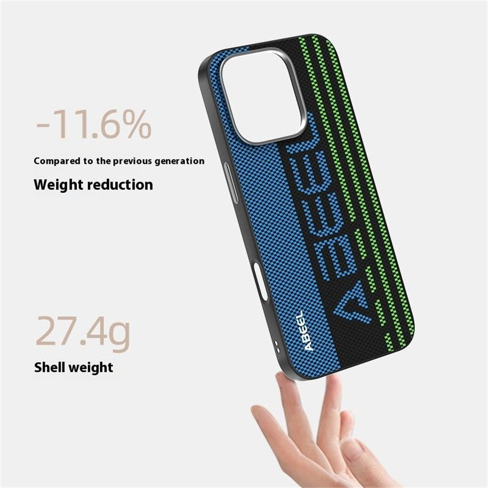 ABEEL For iPhone 16 Pro Max Case Compatible with MagSafe Micro-Embossing 6D Printed PC TPU Aluminum Alloy Leather Phone Cover