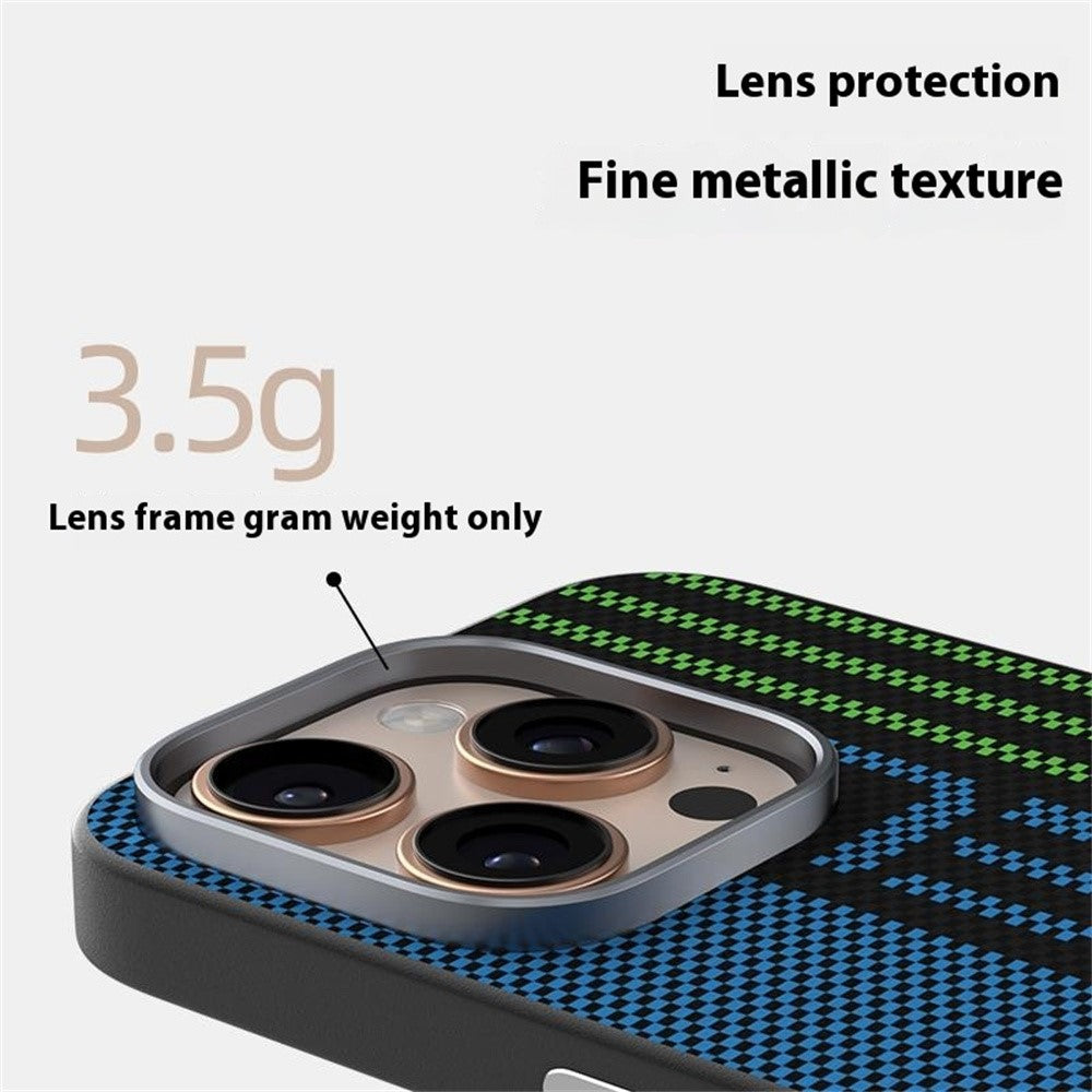 ABEEL For iPhone 16 Pro Max Case Compatible with MagSafe Micro-Embossing 6D Printed PC TPU Aluminum Alloy Leather Phone Cover