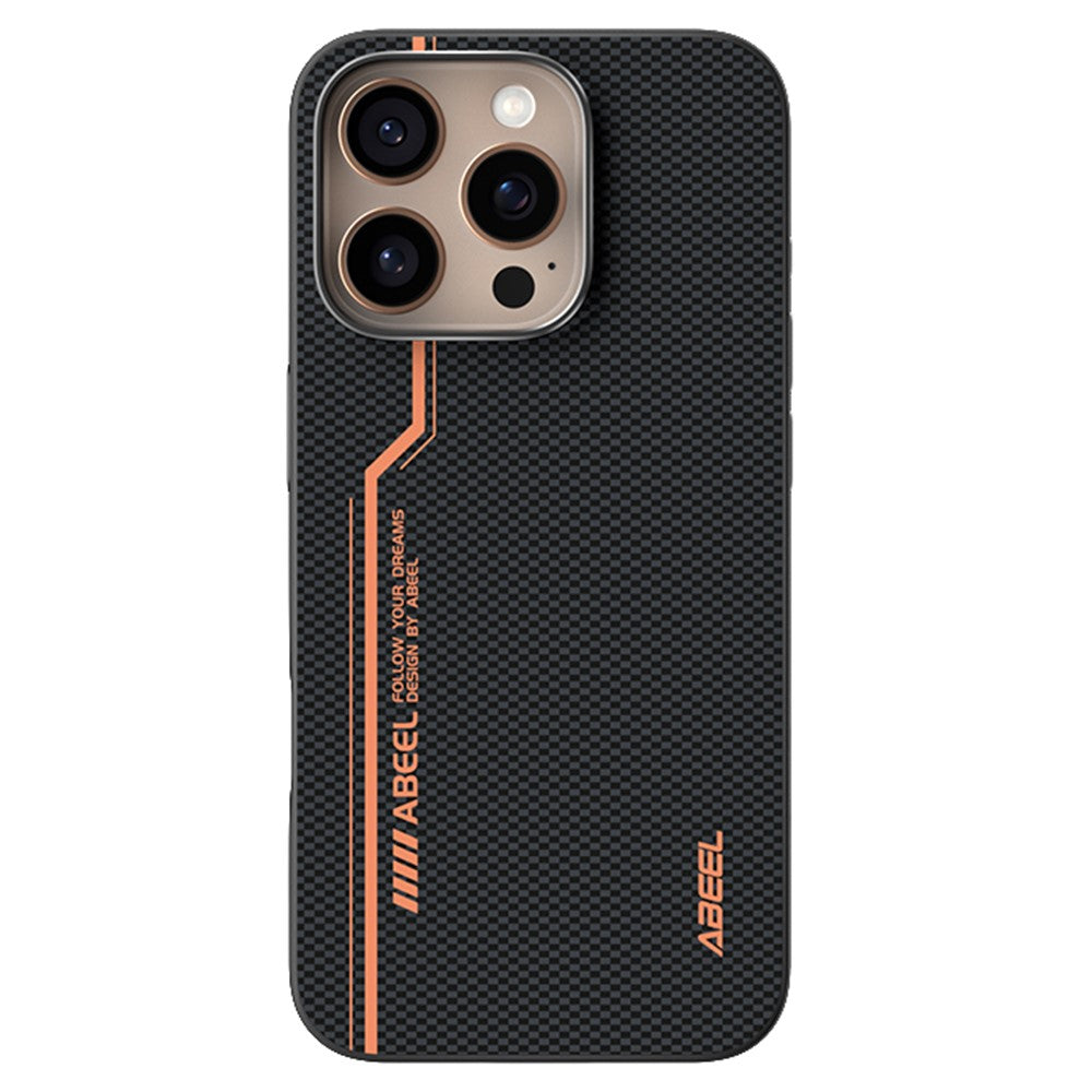 ABEEL For iPhone 16 Pro Max Case Compatible with MagSafe Micro-Embossing 6D Printed PC TPU Aluminum Alloy Leather Phone Cover