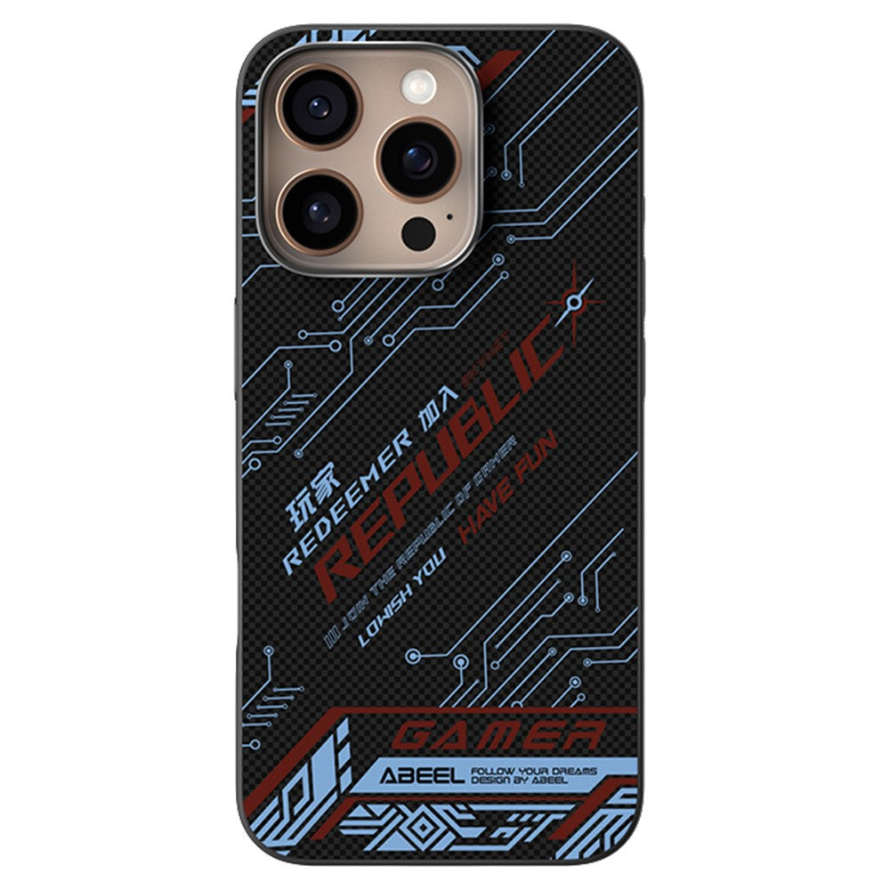 ABEEL For iPhone 16 Pro Max Case Compatible with MagSafe Micro-Embossing 6D Printed PC TPU Aluminum Alloy Leather Phone Cover