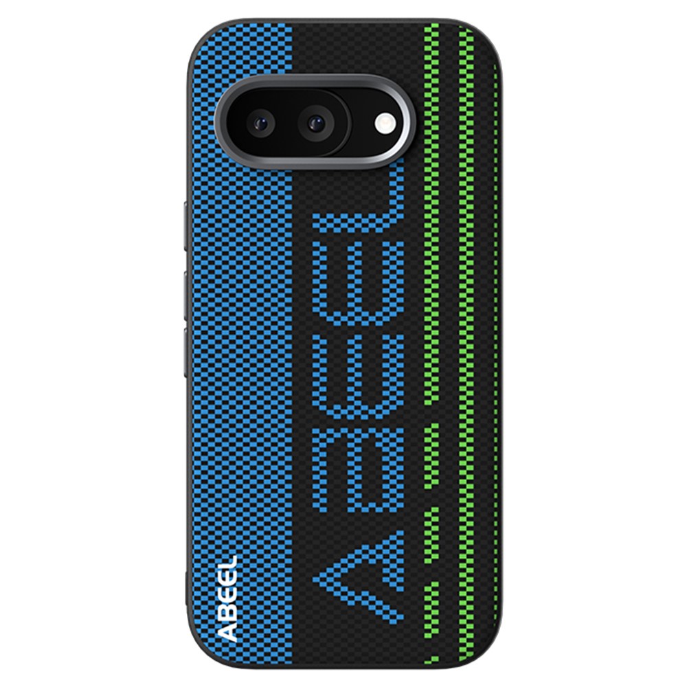 ABEEL For Google Pixel 9a Magnetic Case Micro-Embossing 6D Printed PC TPU Aluminum Alloy Leather Phone Cover
