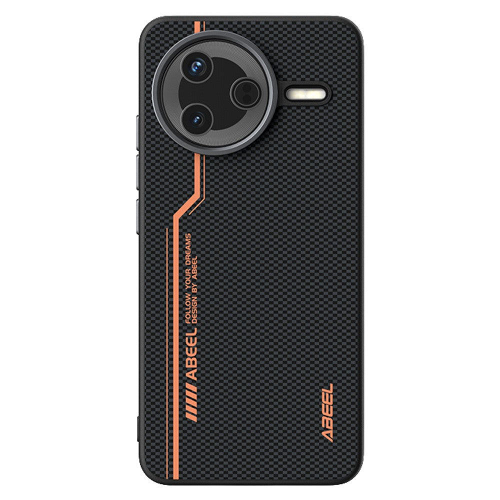 ABEEL Magnetiskt Skal För Xiaomi Poco F7 Pro 5G / Redmi K80 5G Mikropräglad 6D-tryckt PC TPU Aluminiumlegering Läder mobilskal