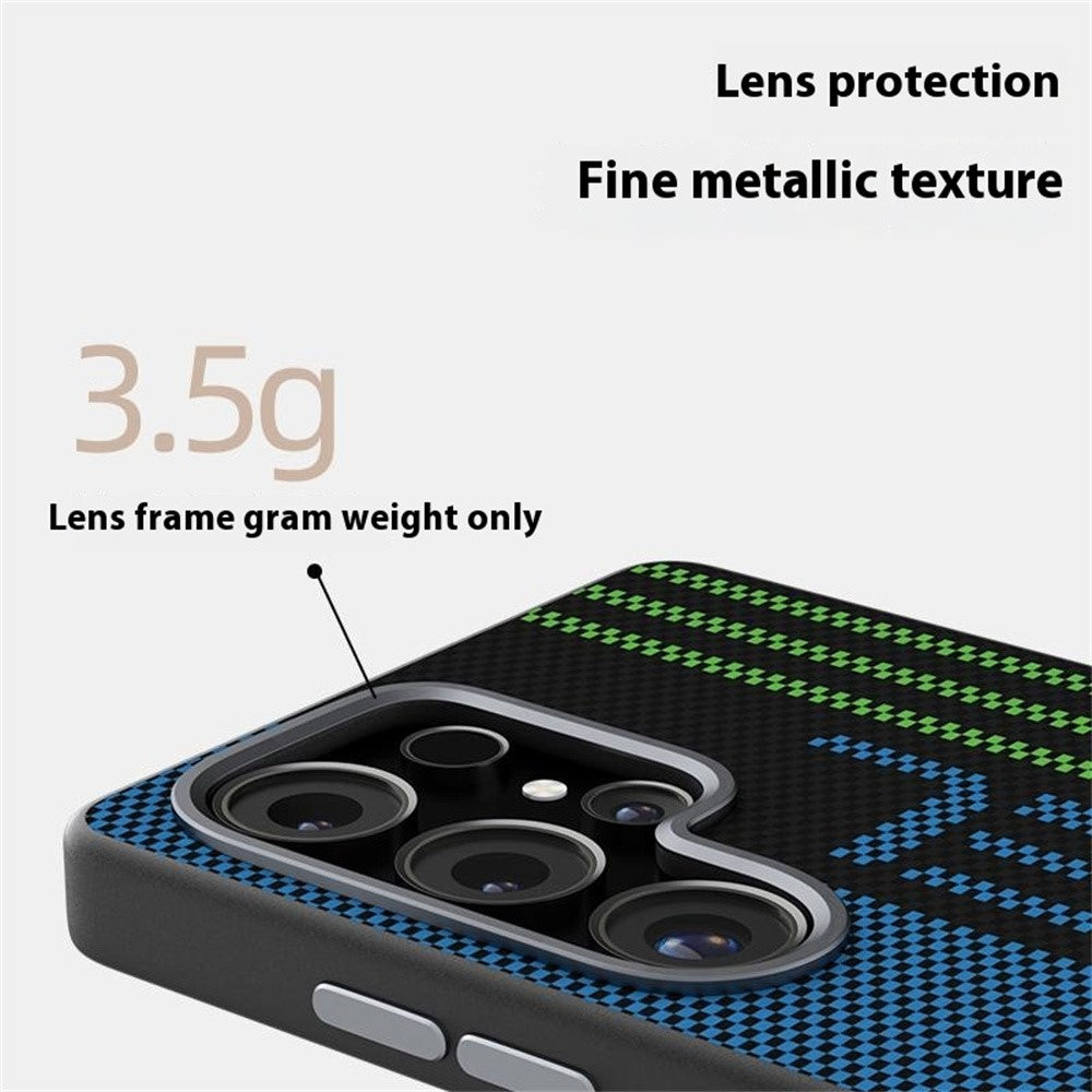 ABEEL til Samsung Galaxy S25 Ultra magnetisk cover mikropræget 6D-printet PC TPU-aluminiumslegering lædertelefoncover