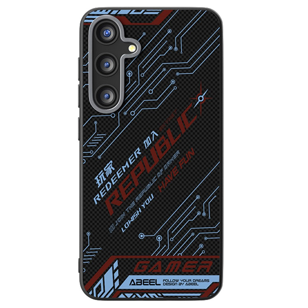 ABEEL til Samsung Galaxy S25+ Magnetisk Etui Mikroprægning 6D-printet PC TPU Aluminiumslegering Lædertelefoncover