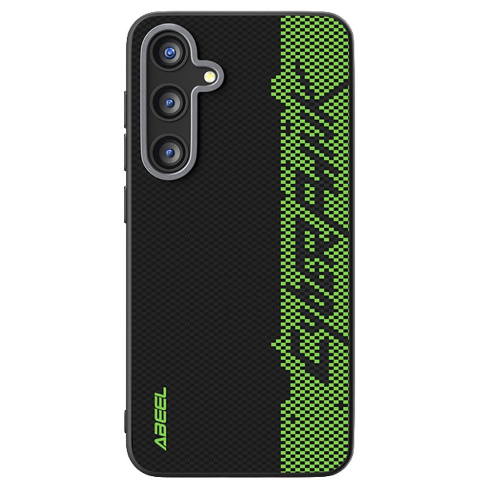 ABEEL For Samsung Galaxy S25 Magnetic Case Micro-Embossing 6D Printed PC TPU Aluminum Alloy Leather Phone Cover