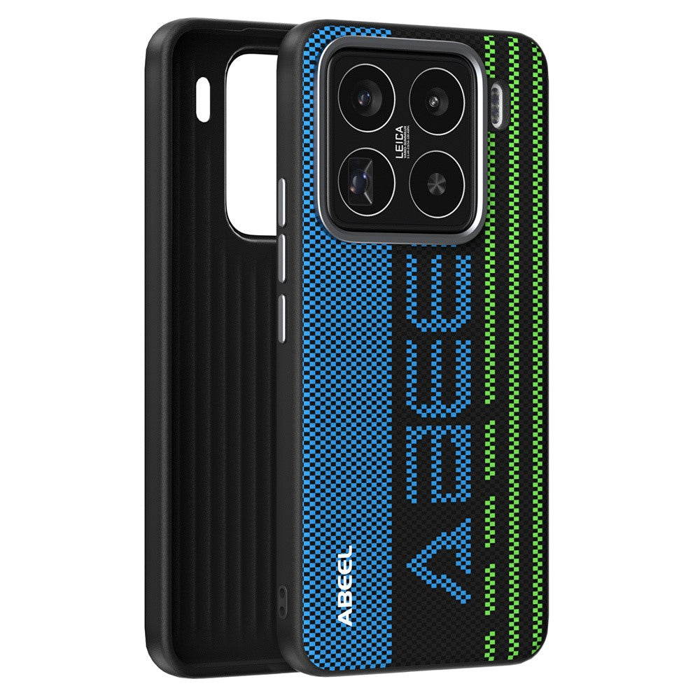 ABEEL For Xiaomi 15 Pro Magnetic Case Micro-Embossing 6D Printed PC TPU Aluminum Alloy Leather Phone Cover