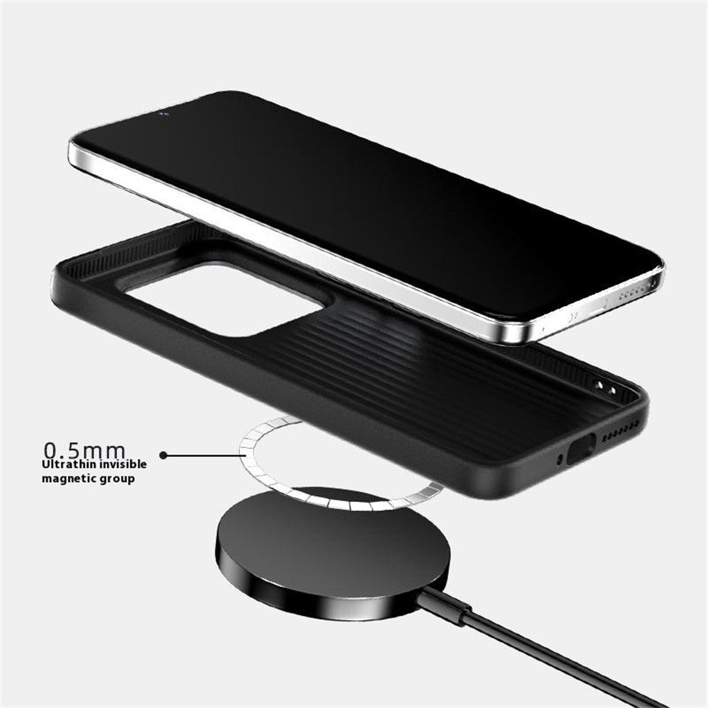 ABEEL For Xiaomi 15 Pro Magnetic Case Micro-Embossing 6D Printed PC TPU Aluminum Alloy Leather Phone Cover
