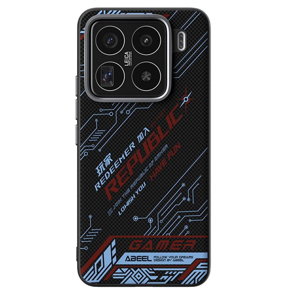 ABEEL For Xiaomi 15 Pro Magnetic Case Micro-Embossing 6D Printed PC TPU Aluminum Alloy Leather Phone Cover