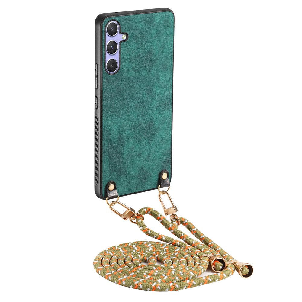 For Samsung Galaxy A05s 4G Retro Leather Phone Back Cover with Adjustable Strap