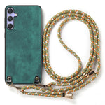 For Samsung Galaxy A05s 4G Retro Leather Phone Back Cover with Adjustable Strap