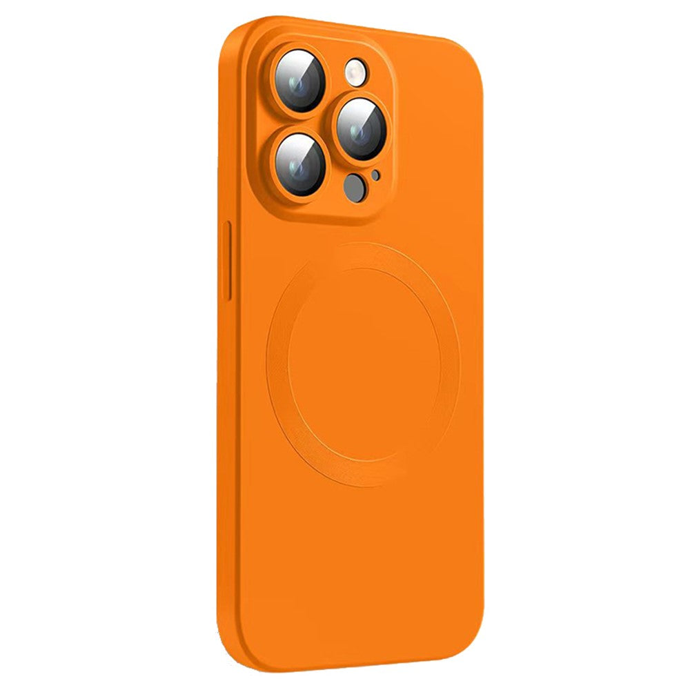 Til iPhone 15 Pro Max cover, kompatibel med MagSafe flydende silikone telefoncover med beskyttelsesglas til linse