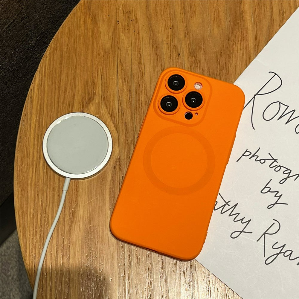 Til iPhone 15 Pro Max cover, kompatibel med MagSafe flydende silikone telefoncover med beskyttelsesglas til linse